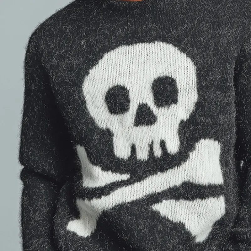Men's Retro Casual Skull Knit Crew Neck Sweater MTA2883K4TO sold by Manly product image thumbnail 3