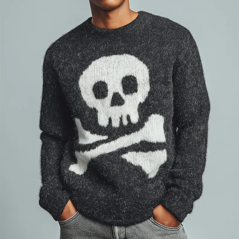 Men's Retro Casual Skull Knit Crew Neck Sweater MTA2883K4TO sold by Manly product image thumbnail 2