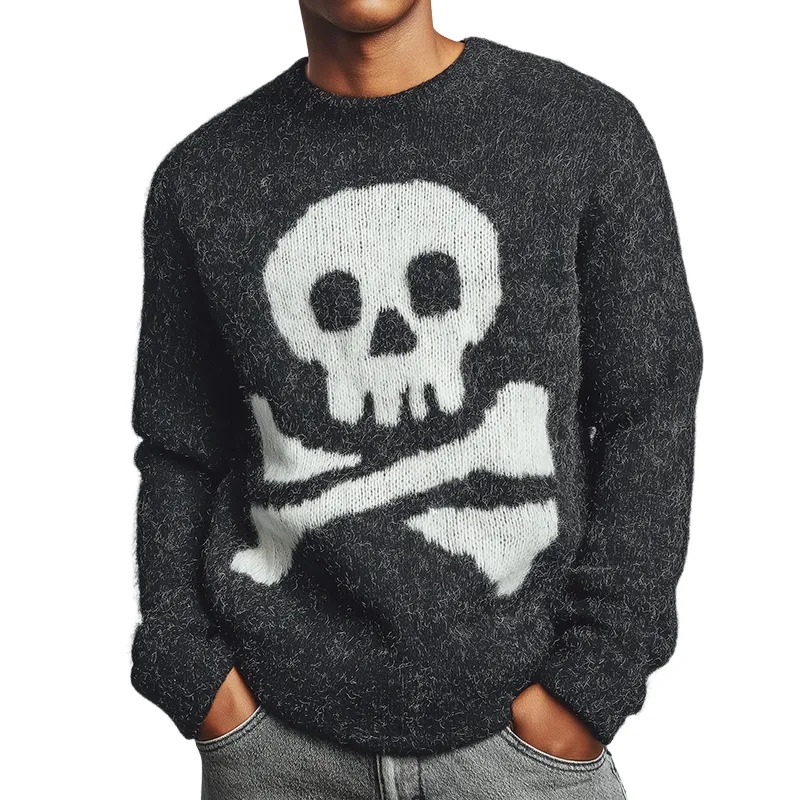 Men's Retro Casual Skull Knit Crew Neck Sweater MTA2883K4TO sold by Manly