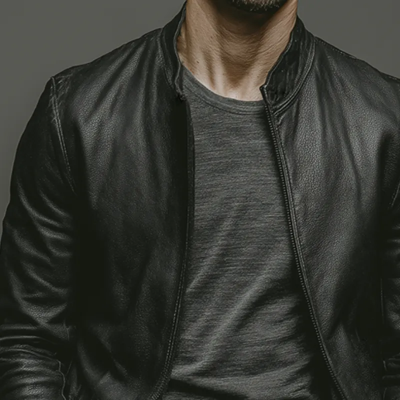 Men's Retro Casual PU Stand Collar Zipper Leather Jacket MTA2750K3TO sold by Manly product image thumbnail 3