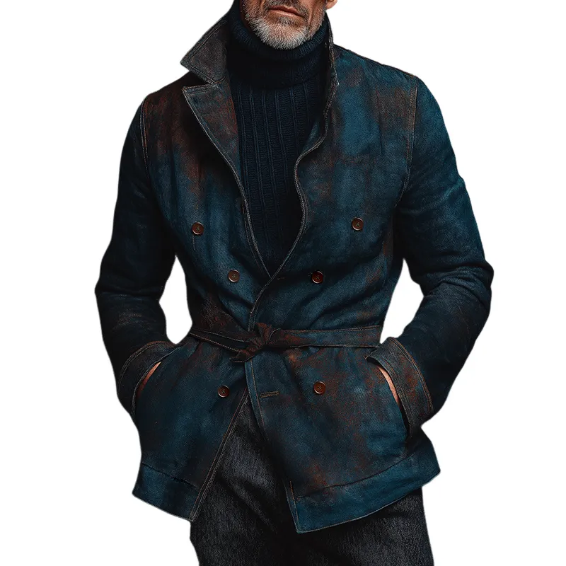 Men's Retro Casual Printed Lapel Double-Breasted Jacket MTA2557K4TO sold by Manly