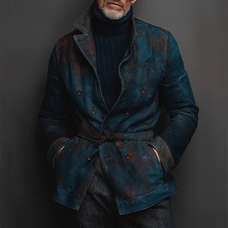 Men's Retro Casual Printed Lapel Double-Breasted Jacket MTA2557K4TO sold by Manly product image thumbnail 2