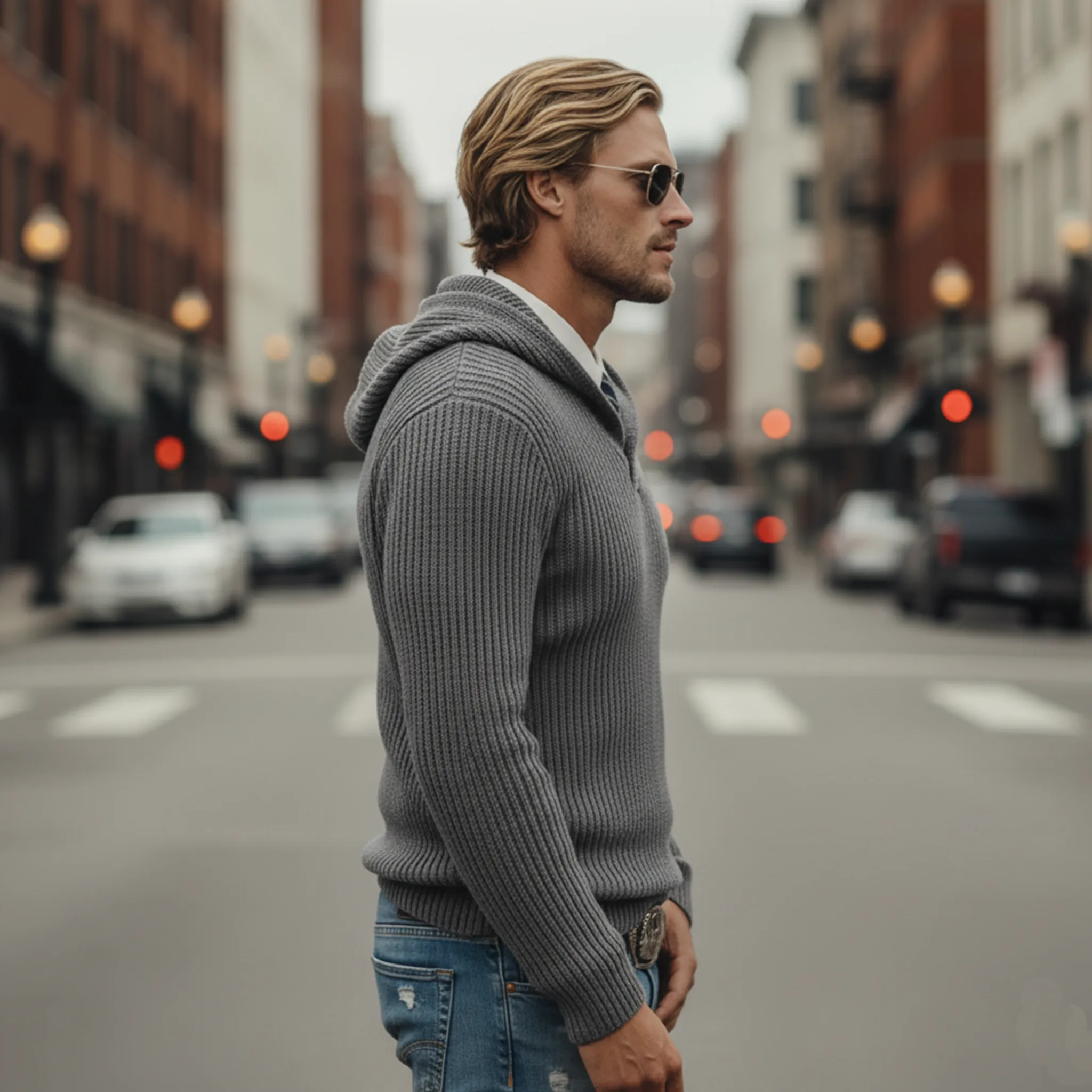 Men's Classic Casual Hooded Slim Fit Knit Sweatshirt MTA2830K7K sold by Manly product image thumbnail 4