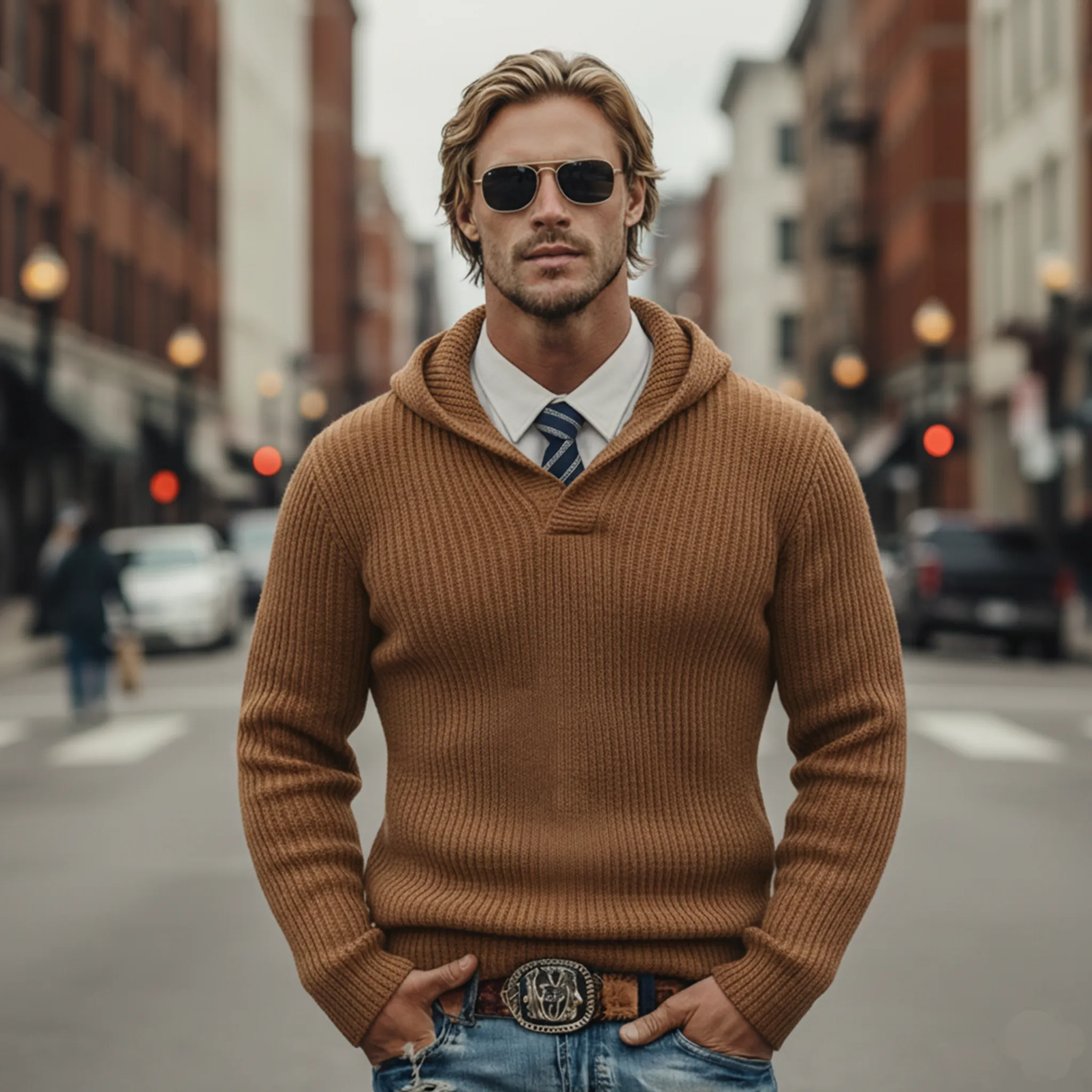 Men's Classic Casual Hooded Slim Fit Knit Sweatshirt MTA2830K7K sold by Manly product image thumbnail 3