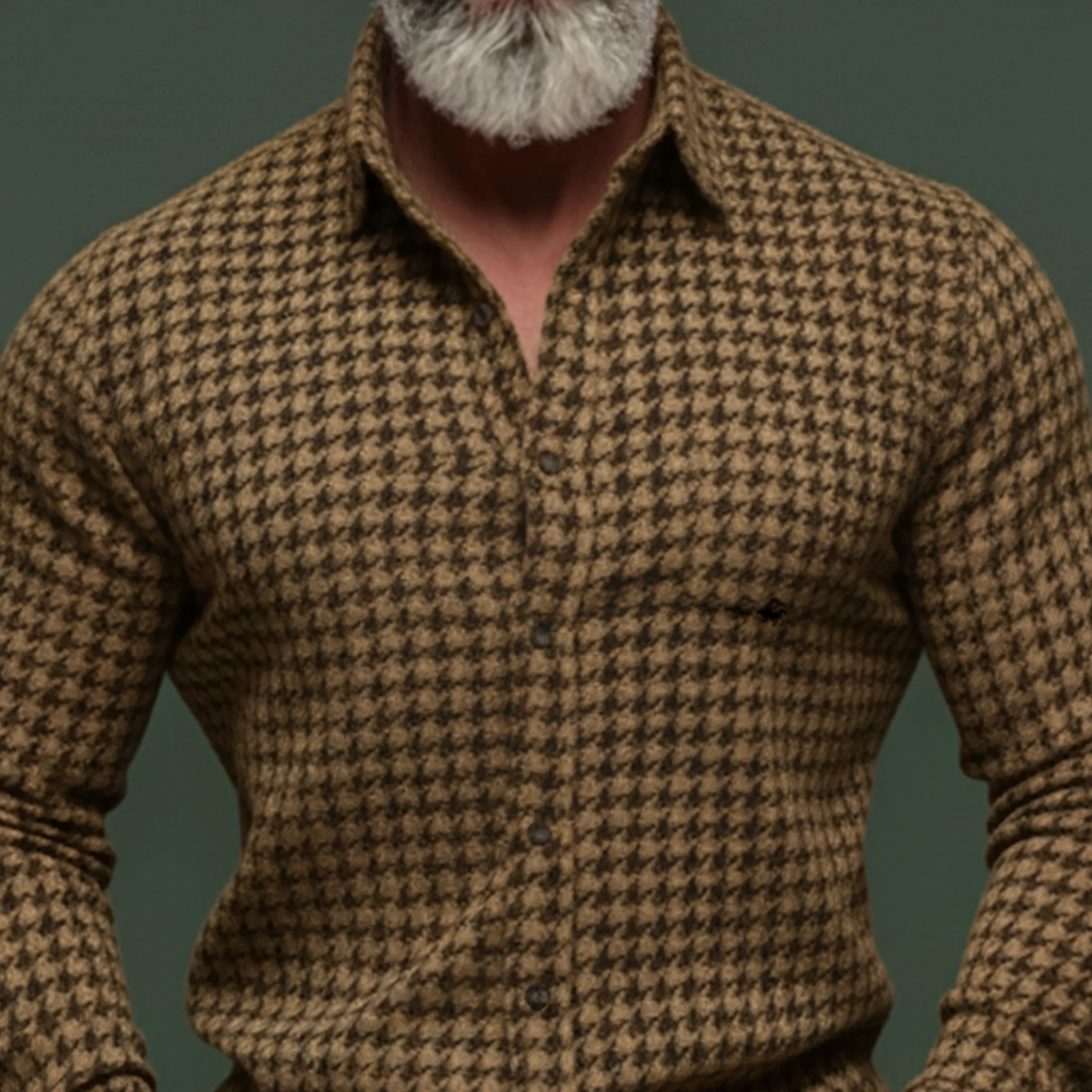 Men's Classic Casual Houndstooth Wool Long-sleeved Shirt MTA2818K9K sold by Manly product image thumbnail 5