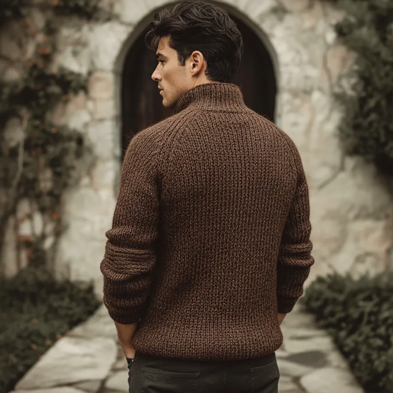 Men's Classic Button-up Stand-collar Casual Knitted Sweater MTA2706K1U sold by Manly product image thumbnail 5