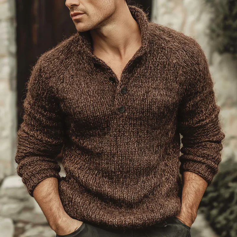 Men's Classic Button-up Stand-collar Casual Knitted Sweater MTA2706K1U sold by Manly product image thumbnail 2