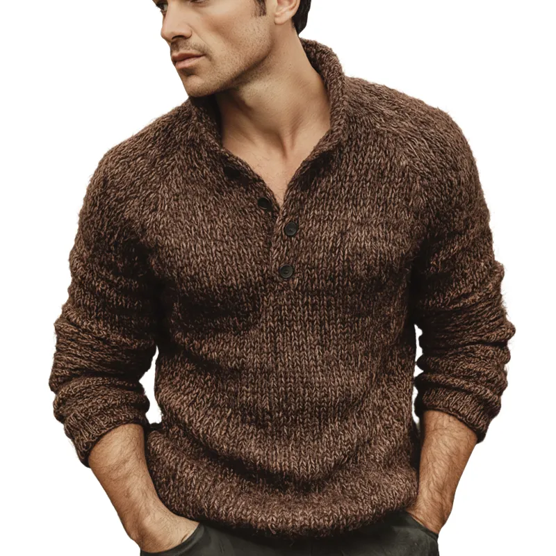 Men's Classic Button-up Stand-collar Casual Knitted Sweater MTA2706K1U sold by Manly