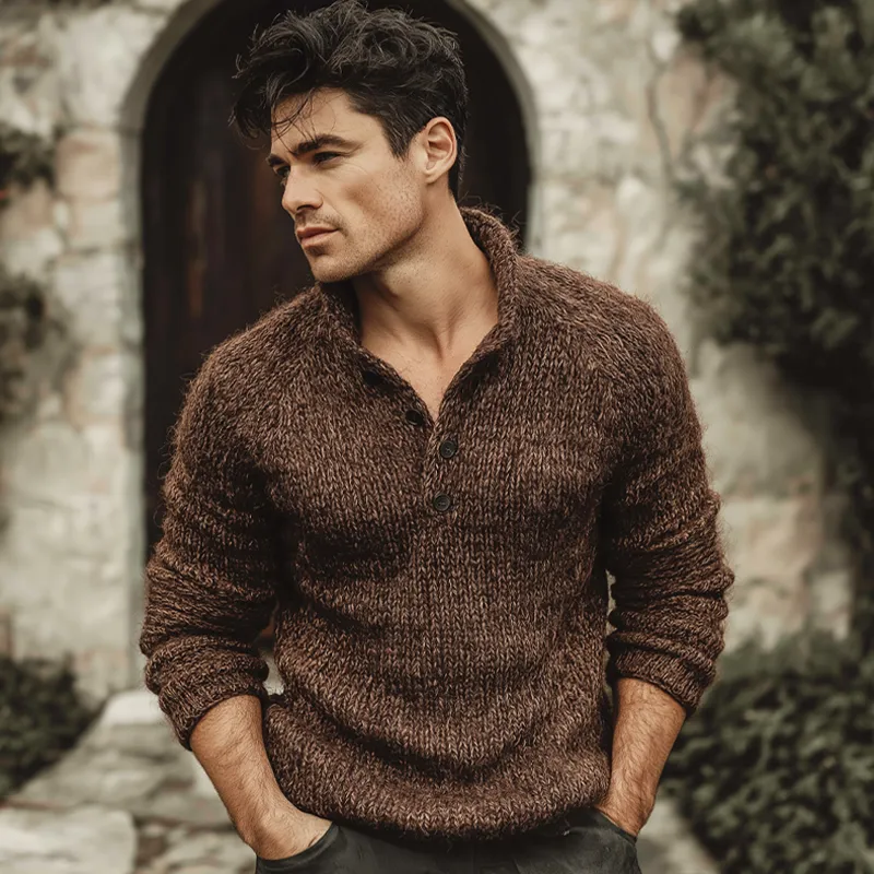 Men's Classic Button-up Stand-collar Casual Knitted Sweater MTA2706K1U sold by Manly product image thumbnail 3