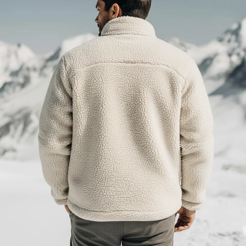 Men's Urban Warm Faux Lambskin Stand-collar Zip-up Jacket MTA2863K5U sold by Manly product image thumbnail 4