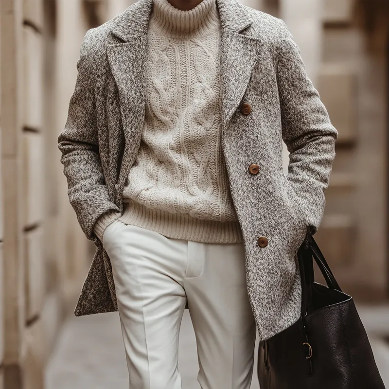 Men's Blended Fabric Lapel Mid-length Coat MTA2628K1X sold by Manly product image thumbnail 3