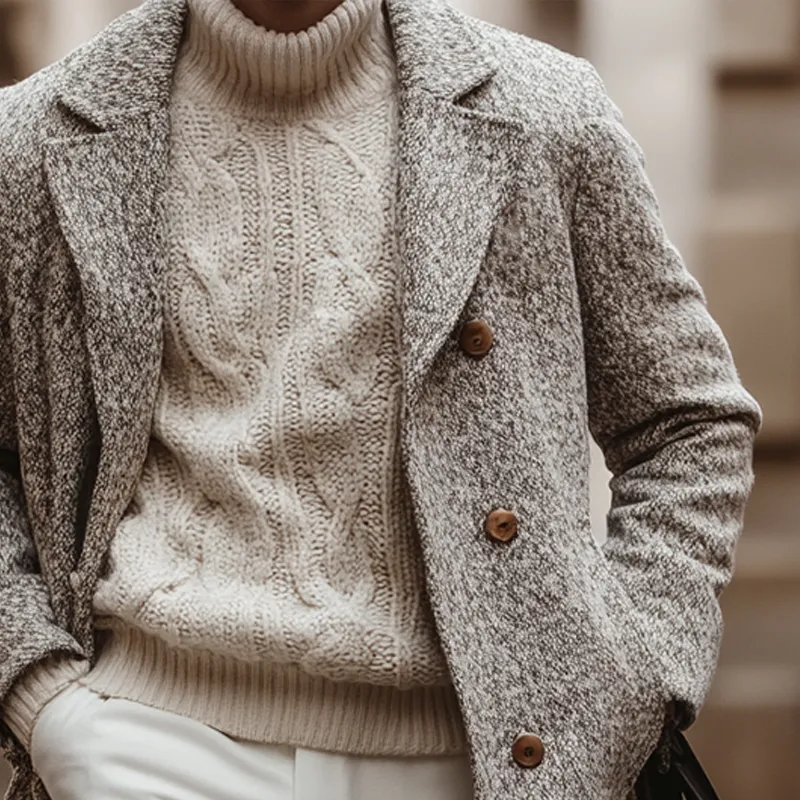 Men's Blended Fabric Lapel Mid-length Coat MTA2628K1X sold by Manly product image thumbnail 4