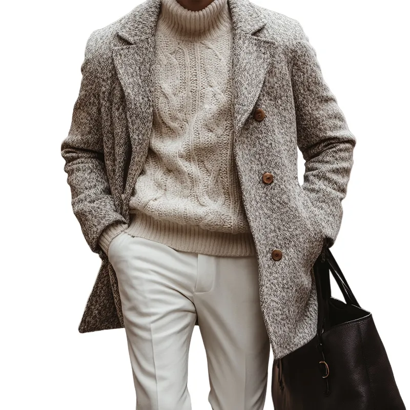 Men's Blended Fabric Lapel Mid-length Coat MTA2628K1X sold by Manly