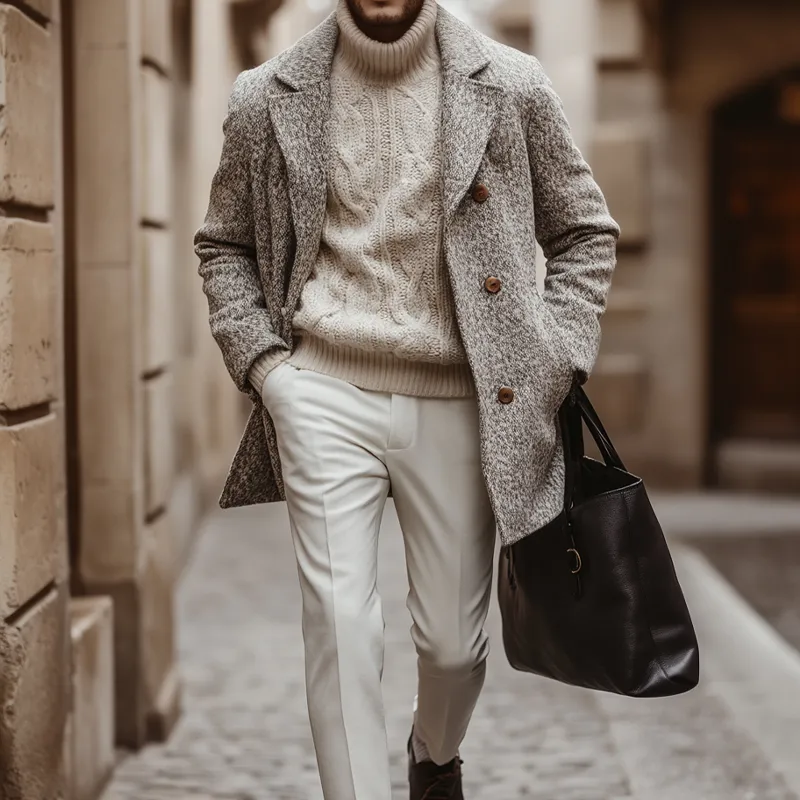 Men's Blended Fabric Lapel Mid-length Coat MTA2628K1X sold by Manly product image thumbnail 2