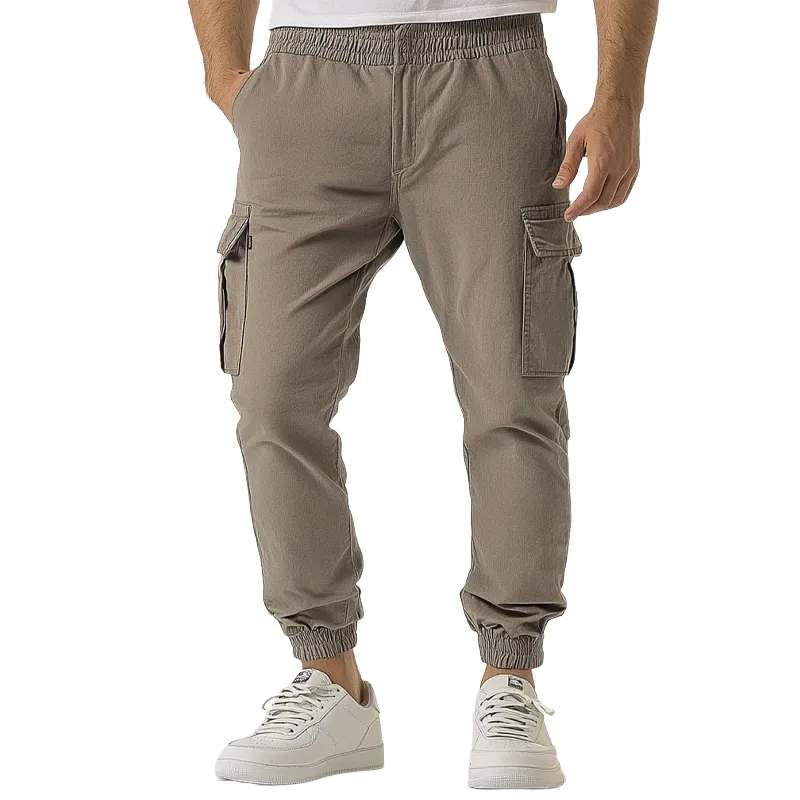 Men's Washed Elastic Knee Casual Sports Pants MTA2646K5X sold by Manly