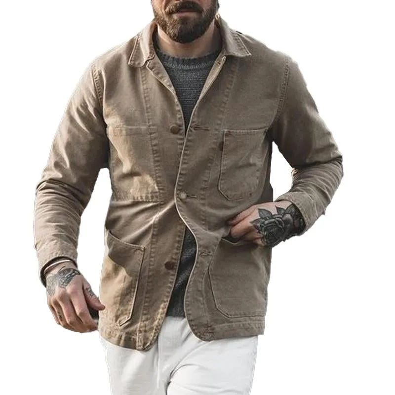 Men's Vintage Distressed Canvas Multi-Pocket Jacket 72361516X sold by Manly