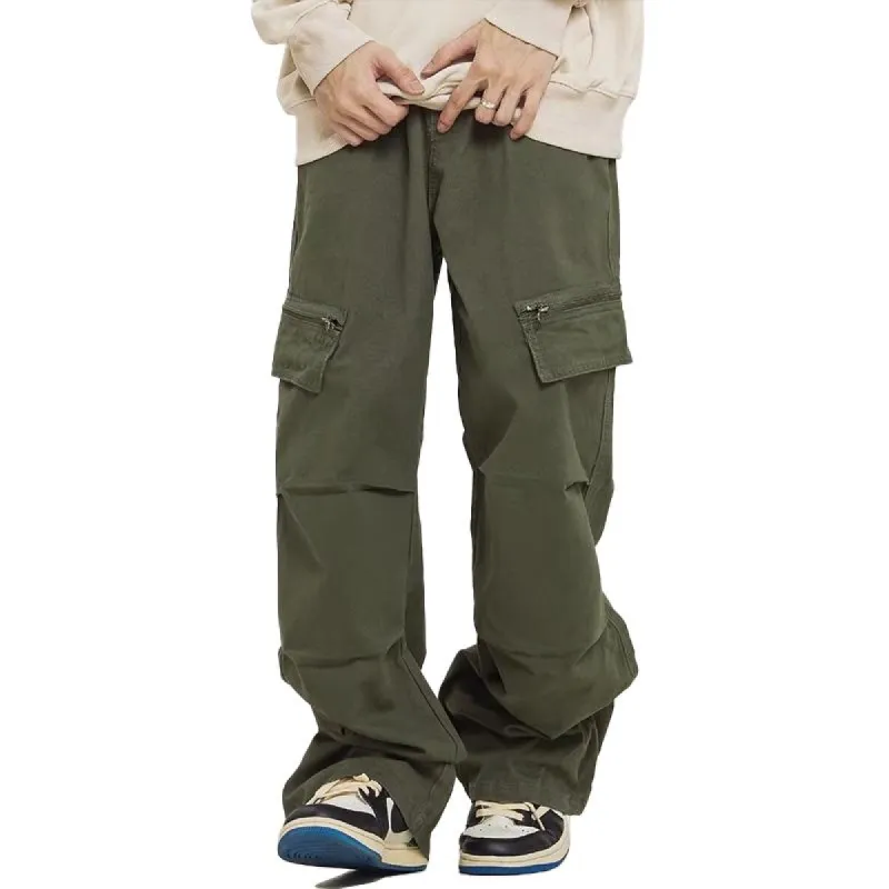Men's Vintage Loose Straight Multi-pocket Cargo Pants 69658689Z sold by Manly