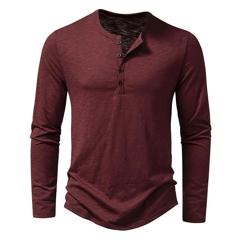 Men's Casual Henley Collar Solid Long Sleeve T-Shirt 54603590Y sold by Manly product image thumbnail 4