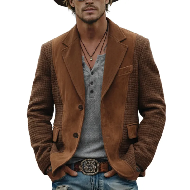 Men's Classic Vintage Western-style Faux Suede Single-breasted Blazer MTA0862L4K sold by Manly