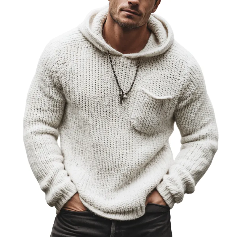 Men's Urban Casual White Knit Hoodie MTA3001K4U sold by Manly