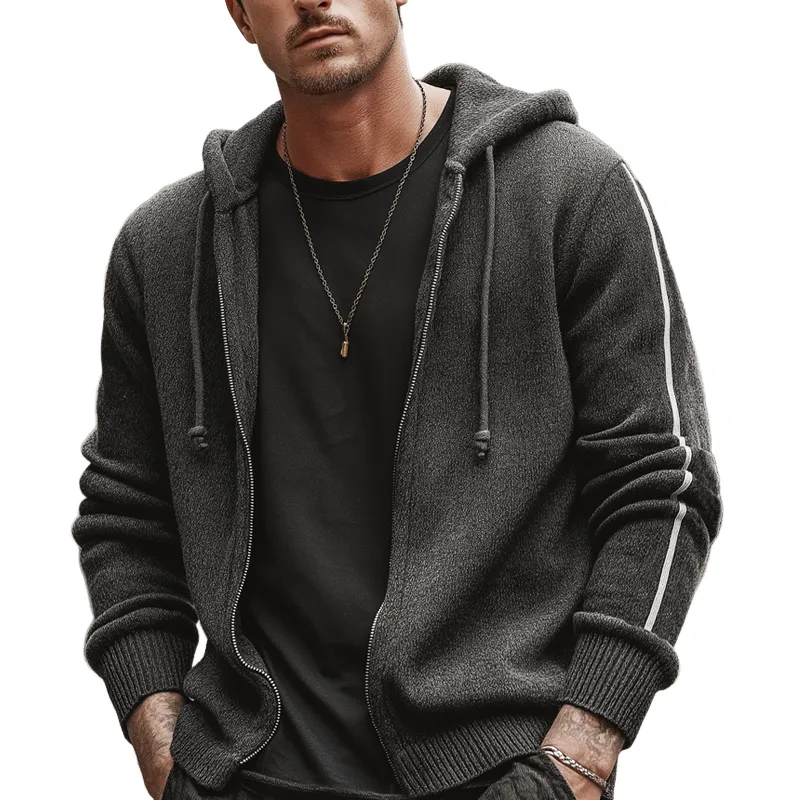 Men's Urban Casual Striped Knitted Hooded Cardigan MTA0815L6U sold by Manly