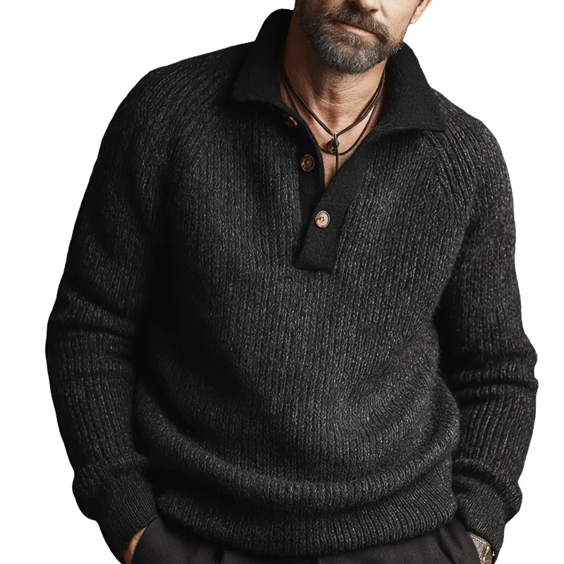 Men's Business Three-Button Polo Collar Knit Sweater MTA0552L4U sold by Manly