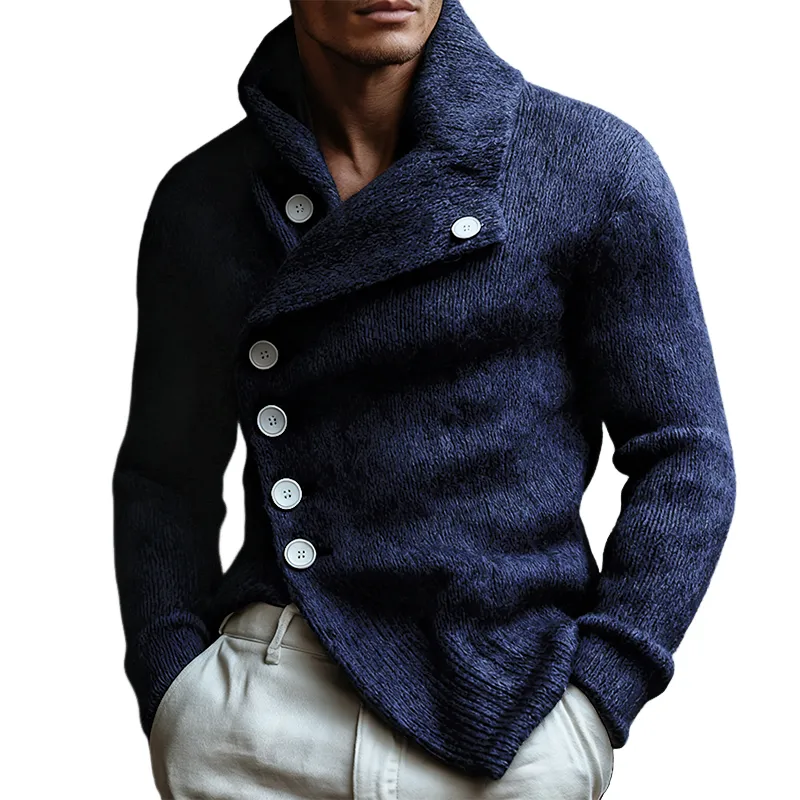 Men's Retro Casual Knitted Lapel Button-Up Cardigan MTA0185L0TO sold by Manly