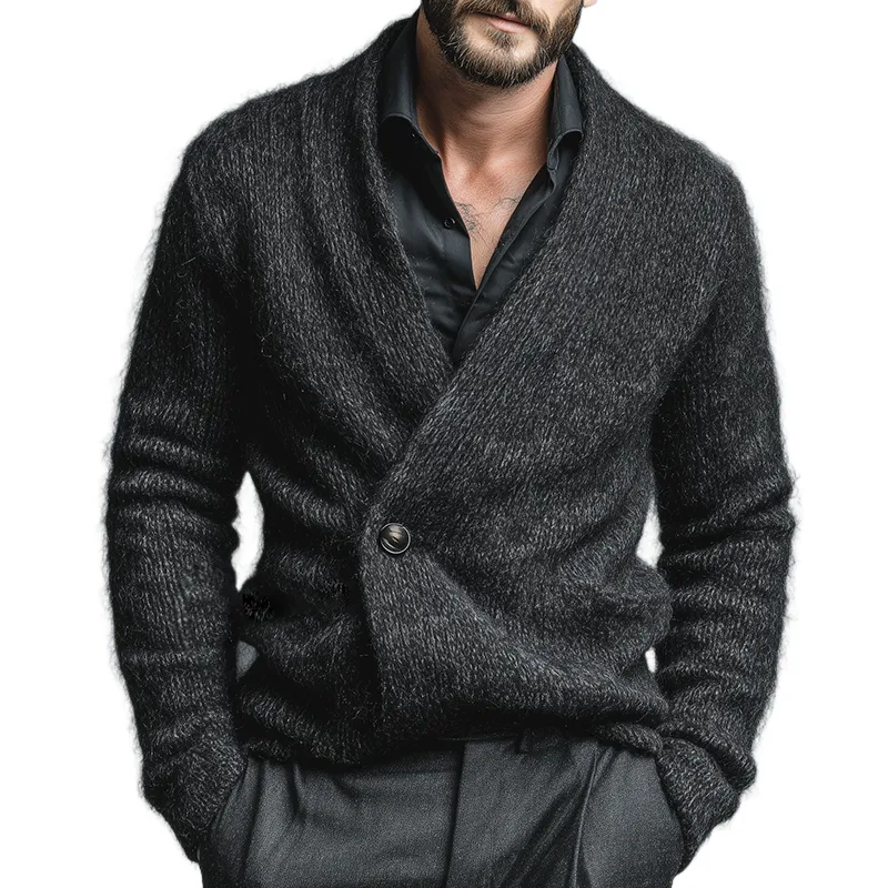 Men's Retro Casual Knitted Collarless Single-Button Cardigan MTA0489L5TO sold by Manly