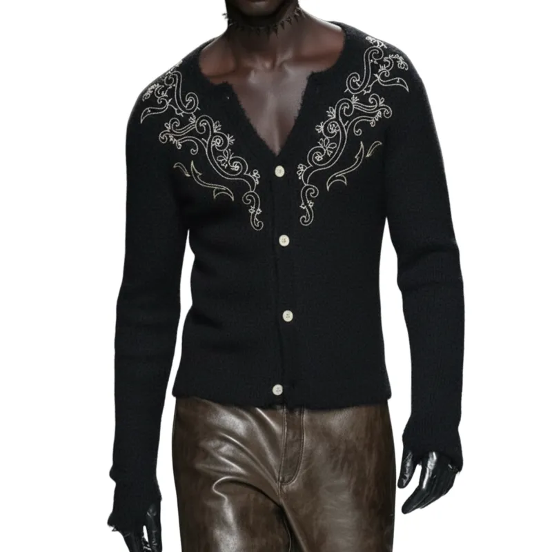 Men's Classic Vintage Embroidered Knit Cardigan MTA0522L3K sold by Manly