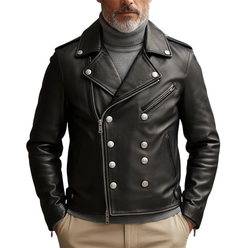 Men's Slim-fit Motorcycle Style Double-breasted Jacket MTA0597L6X sold by Manly