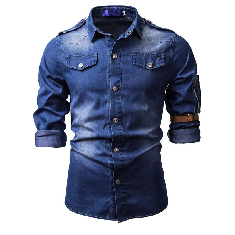 Men's Washed Denim Long Sleeve Shirt 38818803X sold by Manly