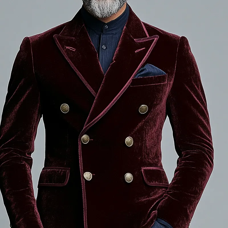 Men's Retro Solid Color Velvet Lapel Blazer MTA0428L0X sold by Manly product image thumbnail 2