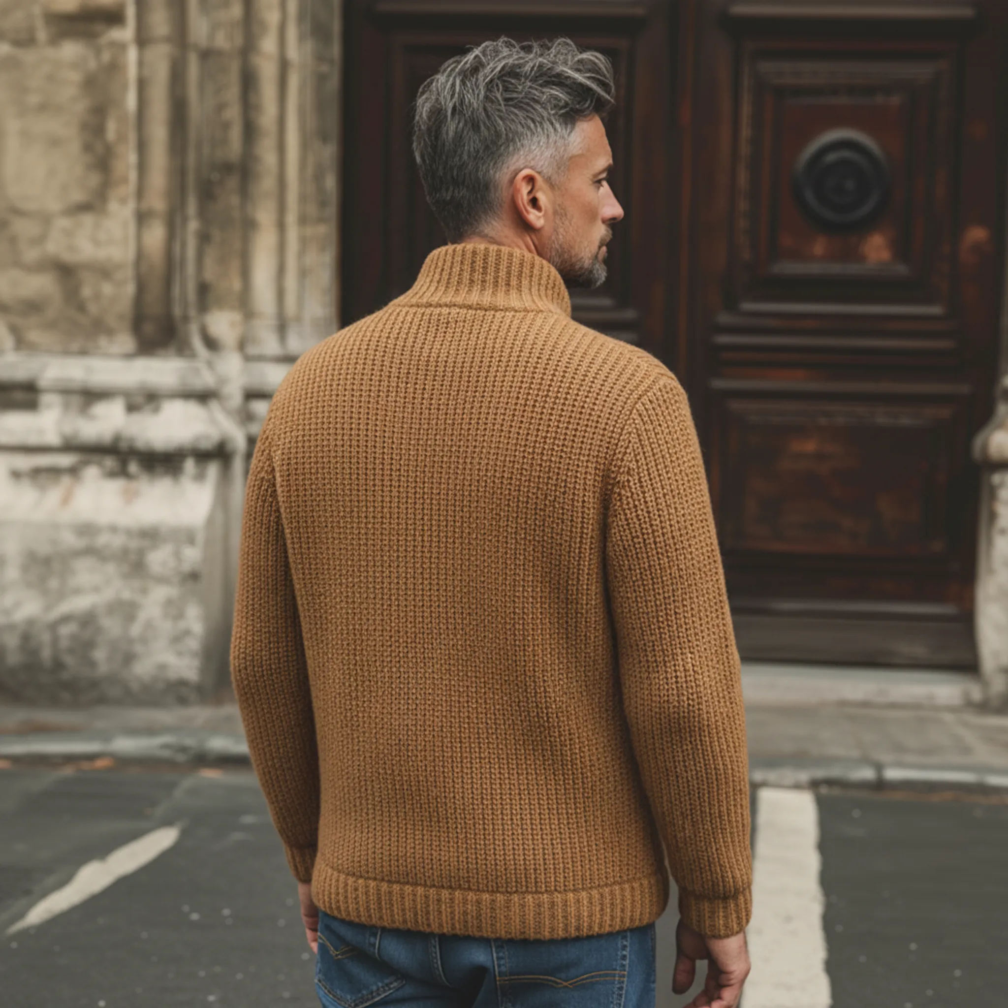 Men's Classic Stand-up Collar Slanted Placket Button-down Cardigan MTA0450L0K sold by Manly product image thumbnail 4