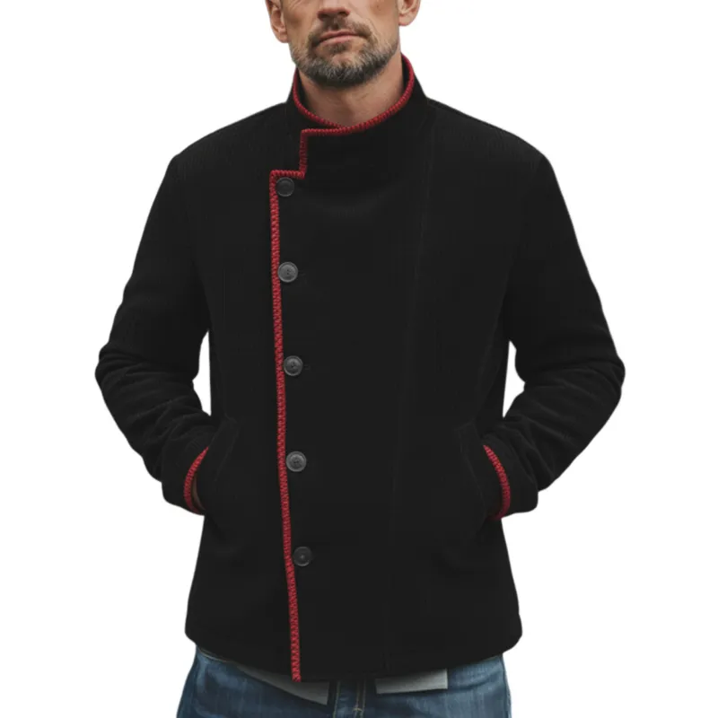 Men's Classic Retro Stand-up Collar Embroidered Corduroy Jacket MTA0410L9K sold by Manly