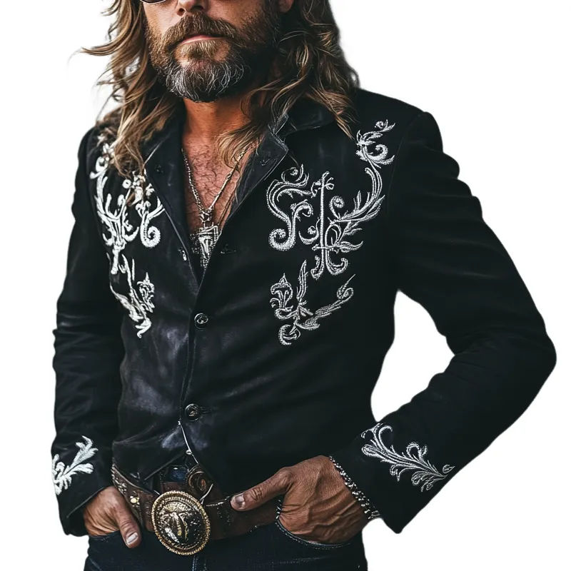 Men's Western Cowboy Style Faux Suede Embroidered Jacket MTA0186L2X sold by Manly