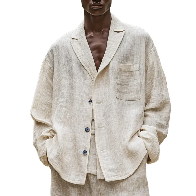 Men's Linen Blend Lapel Casual Loose Jacket MTA0125L1X sold by Manly