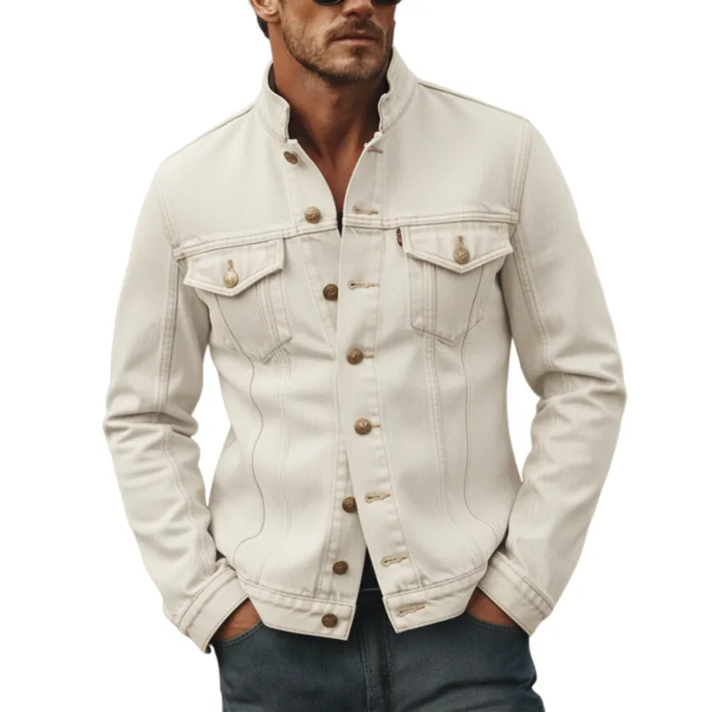 Men's Classic Retro Denim Stand-up Collar Jacket MTA0137L3K sold by Manly