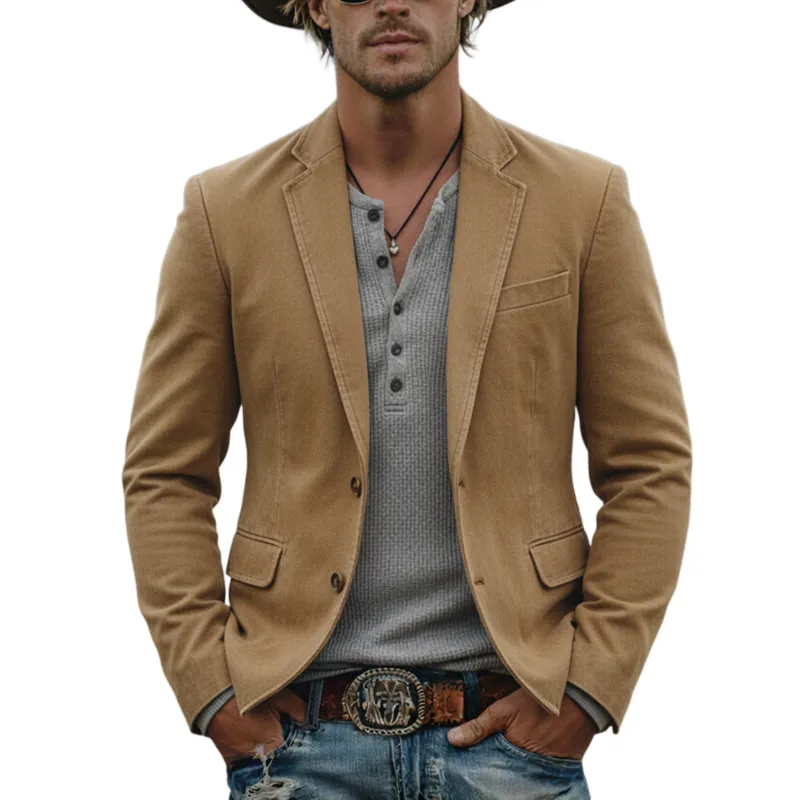 Men's Classic Casual Washed Cotton Blend Single-breasted Blazer MTA1667L5K sold by Manly