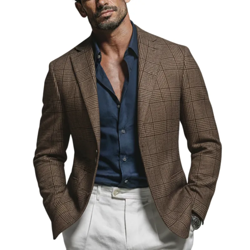 Men's Classic Vintage Houndstooth Blend Single-breasted Blazer MTA1643L7K sold by Manly
