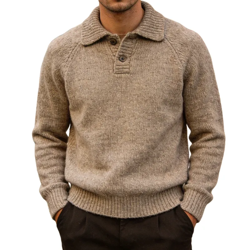 Men's Retro Casual Knitted Button-Up Lapel Sweater MTA1594L5TO sold by Manly