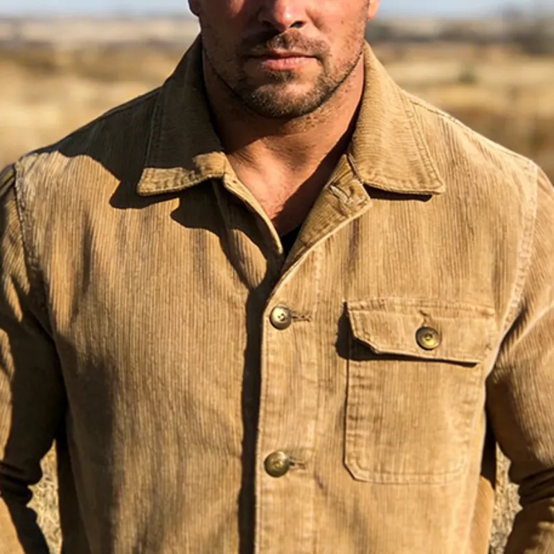 Men's Retro Casual Corduroy Lapel Button Jacket MTA1249L0TO sold by Manly product image thumbnail 3