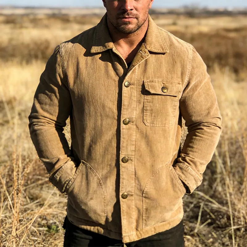 Men's Retro Casual Corduroy Lapel Button Jacket MTA1249L0TO sold by Manly product image thumbnail 2