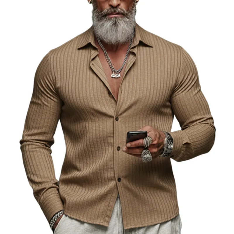 Men's Classic Casual Ribbed Long-sleeved Shirt MTA1525L3K sold by Manly