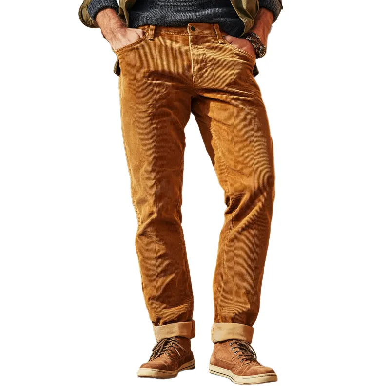 Men's Modern Minimalist Slim Fit Caramel Corduroy Pants MTA1586L7U sold by Manly
