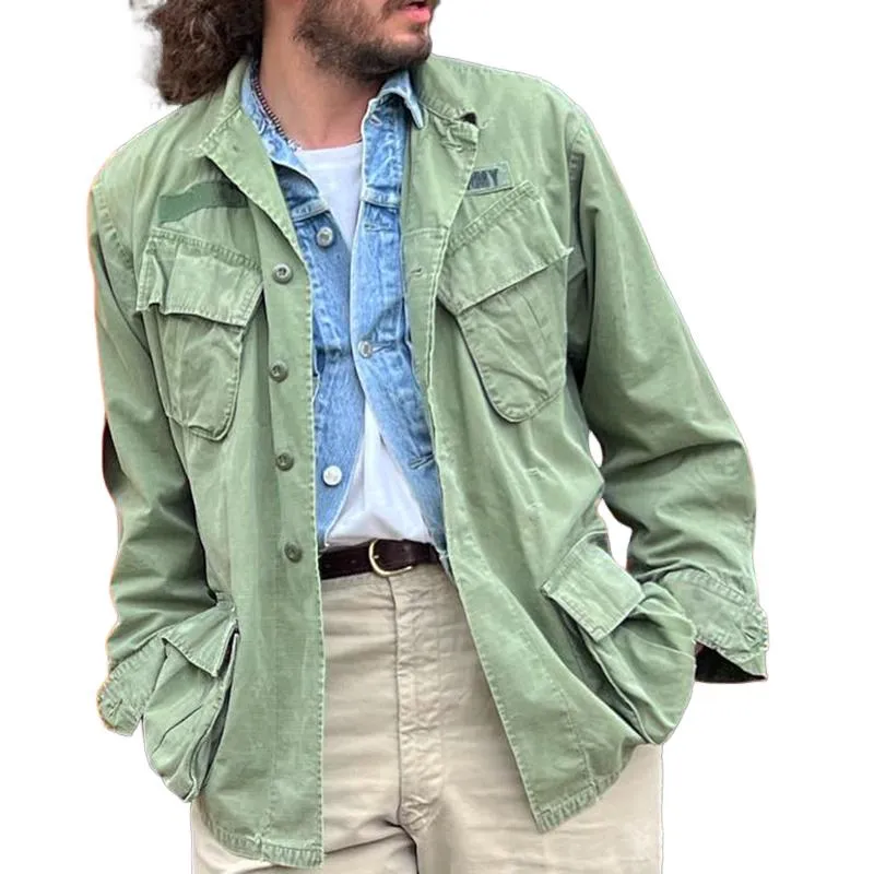 Men's Vintage Washed Multi-pocket Cargo Jacket 32508194X sold by Manly