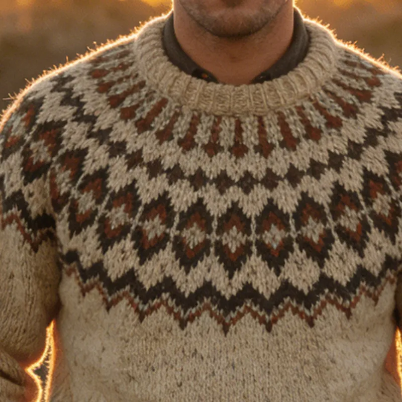 Men's Retro Casual Knit Crew Neck Sweater MTA1283L0TO sold by Manly product image thumbnail 3