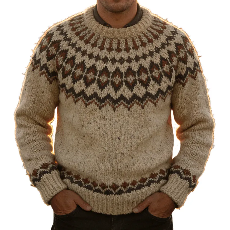 Men's Retro Casual Knit Crew Neck Sweater MTA1283L0TO sold by Manly