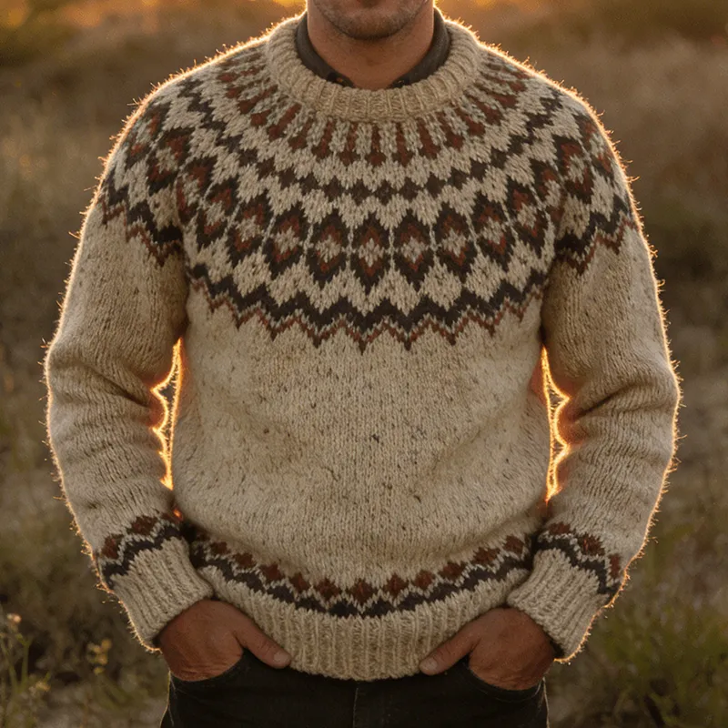 Men's Retro Casual Knit Crew Neck Sweater MTA1283L0TO sold by Manly product image thumbnail 2