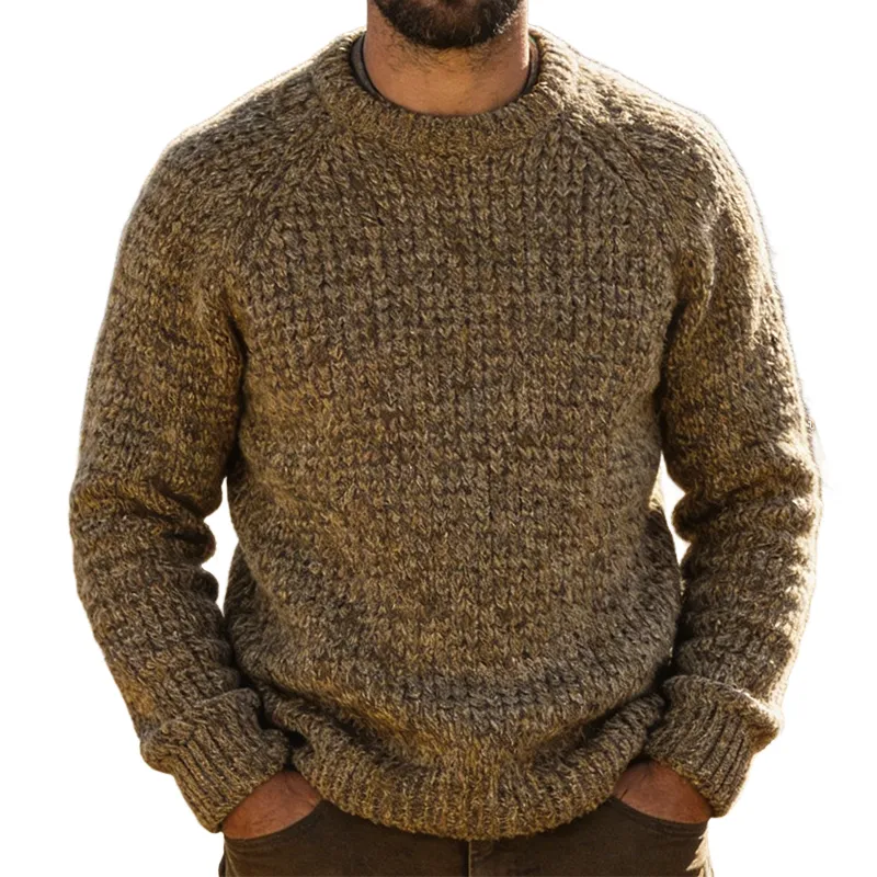 Men's Retro Casual Knit Crew Neck Sweater MTA1237L3TO sold by Manly