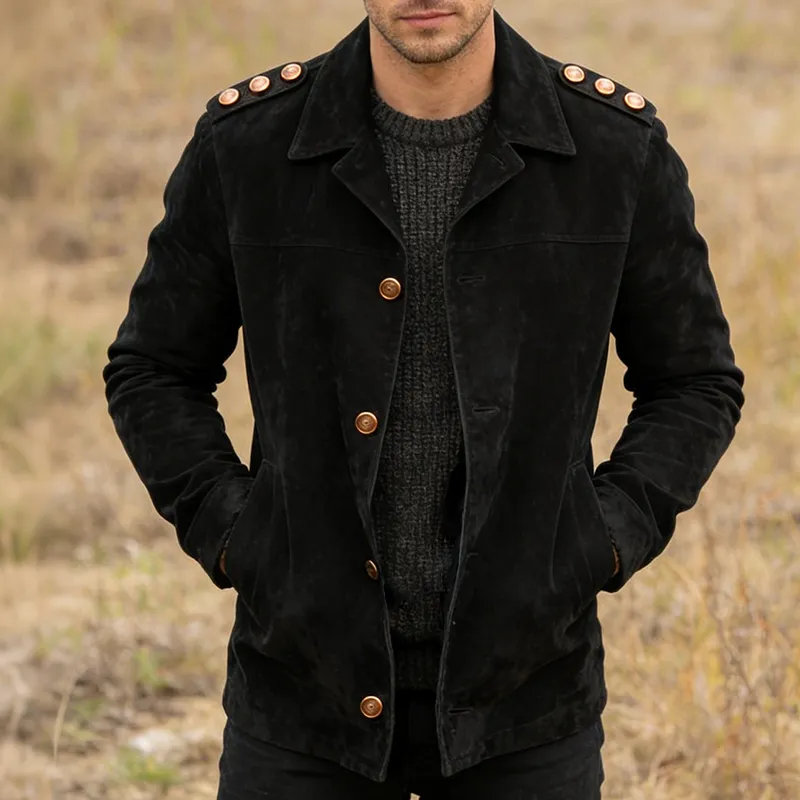 Men's Retro Casual Faux Suede Lapel Button Jacket MTA1248L9TO sold by Manly product image thumbnail 2